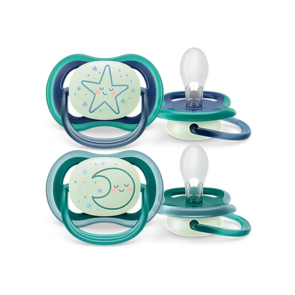AVENT - ULTRA AIR Nighttime Πιπίλα Σιλικόνης 6-18m (αγόρι) -  2τεμ. SCF376/13